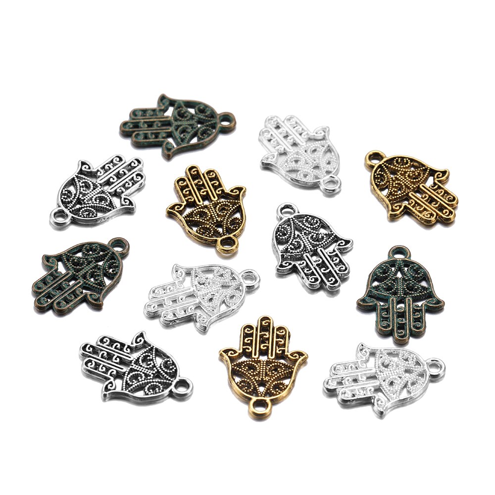 20 Stück 15 x 21 mm klassische antike Bronze-Hand-Charms-Anhänger