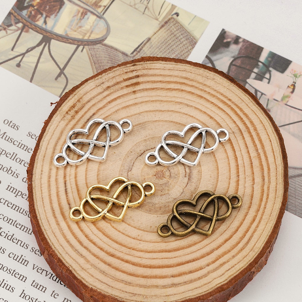 Breloques coeur infini amour pour toujours, 20 pièces