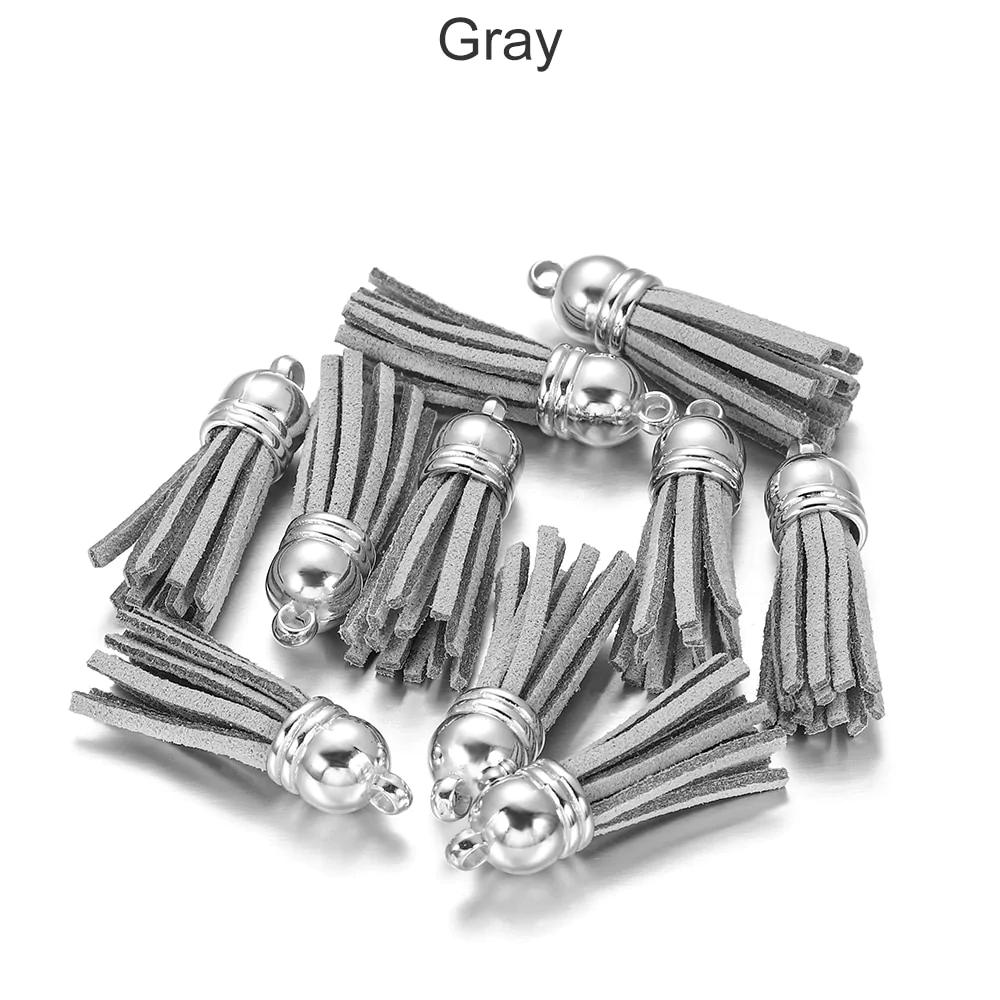 20 pendentifs en cuir vintage avec pompon de 38 mm.