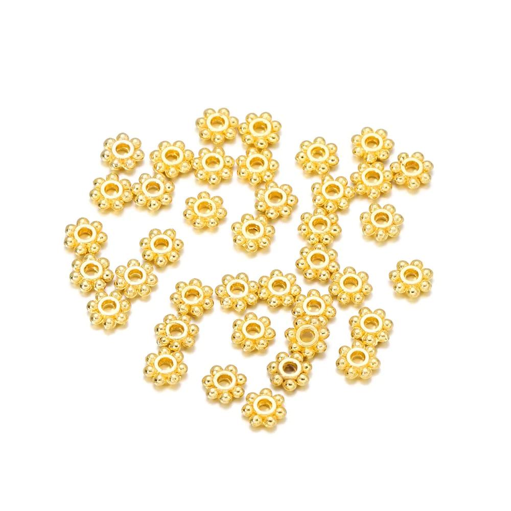 Perles d'espacement rondes plates antiques, 200 pièces