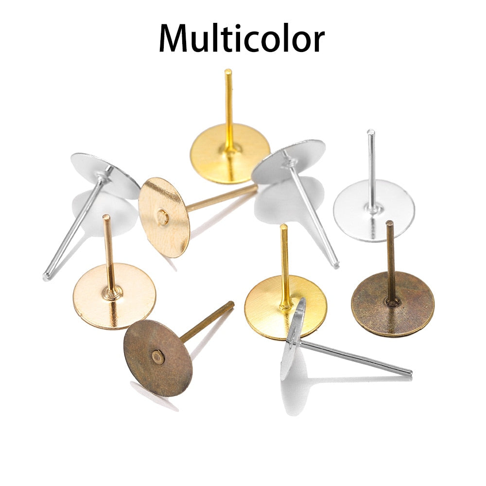 Base de boucle d'oreille 4-12mm, ajustement des paramètres de camée cabochon 100 pièces