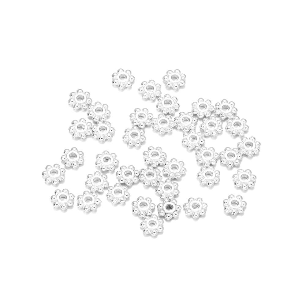 Perles d'espacement rondes plates antiques, 200 pièces