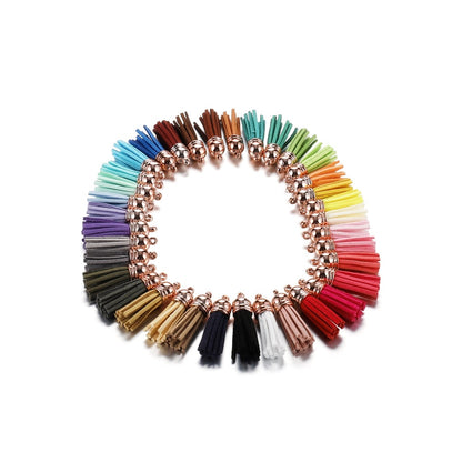20 pendentifs en cuir vintage avec pompon de 38 mm.