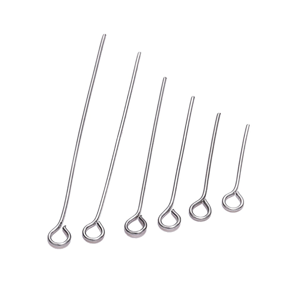 20-50mm Stainless Steel Eye Pins, 100pcs