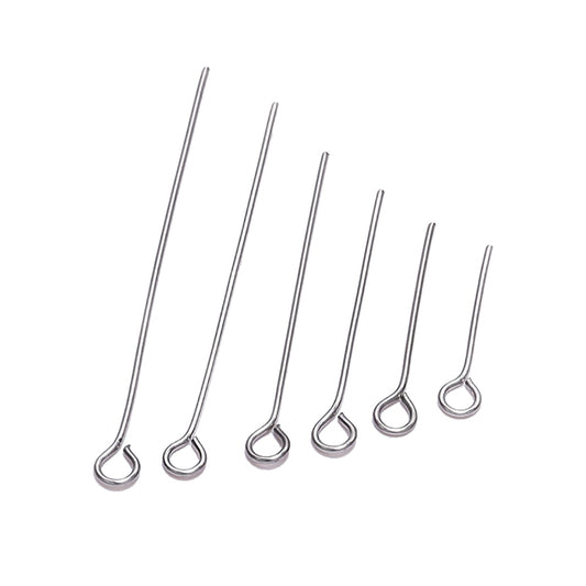 20-50mm Stainless Steel Eye Pins, 100pcs