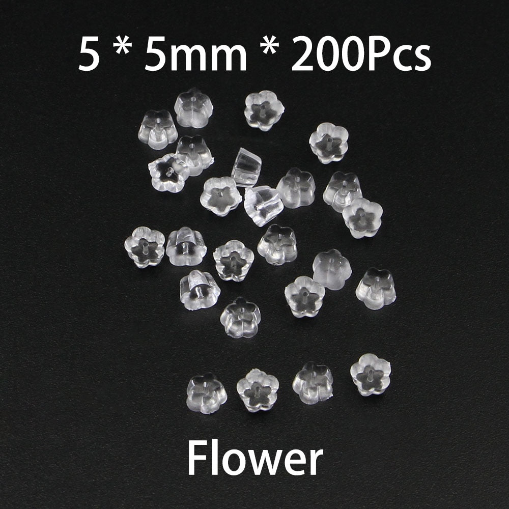 Fermoirs de boucles d'oreilles en caoutchouc de silicone, 200 pièces