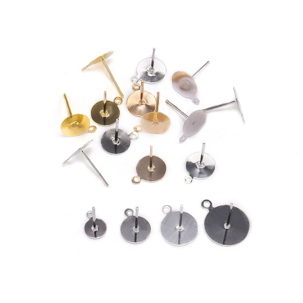 6-12 mm Stud Earring Blank Base, 200pcs