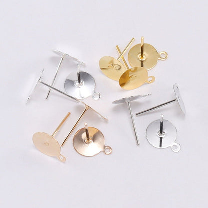 6-12 mm Stud Earring Blank Base, 200pcs