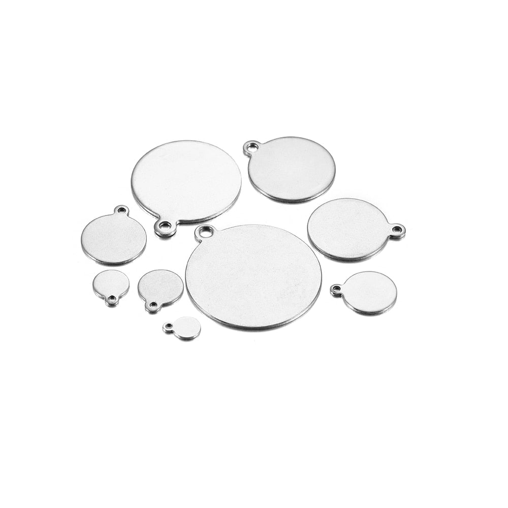 10-50pcs 6-30mm Stainless Steel Round Pendant Blanks
