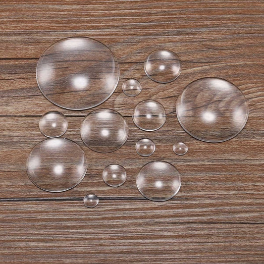 5–50 Stück 8–30 mm runde Glas-Cabochons mit flacher Rückseite