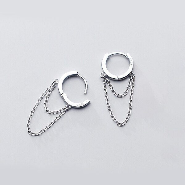 Doppellagiger Ketten-Creolen-Ohrring