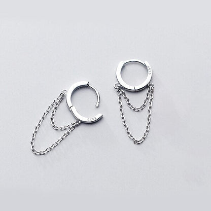 Doppellagiger Ketten-Creolen-Ohrring