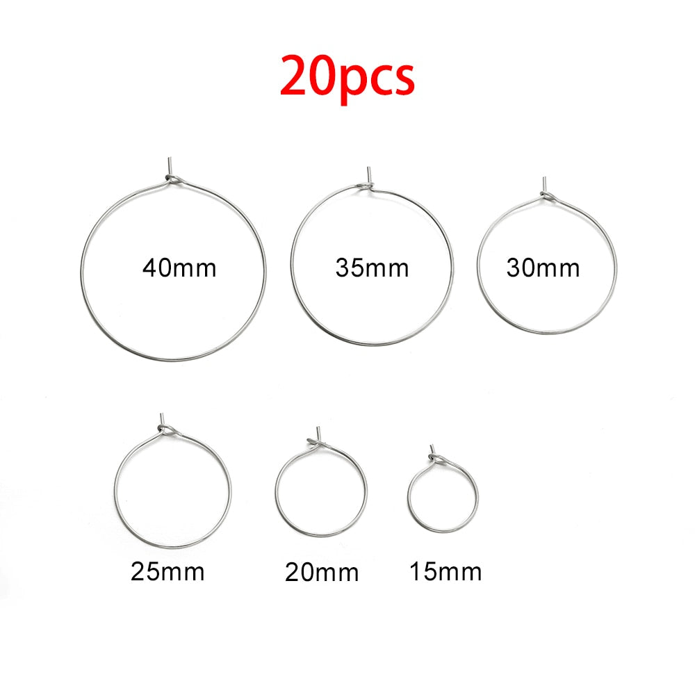 Cerceaux métalliques grand cercle en acier inoxydable, 20 pièces