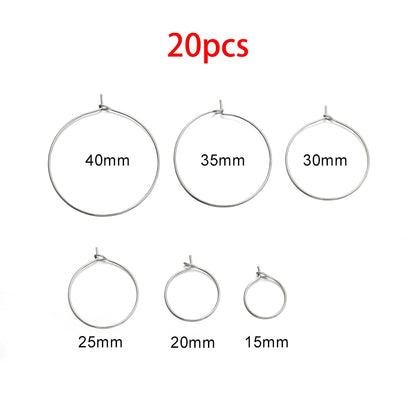 Cerceaux métalliques grand cercle en acier inoxydable, 20 pièces