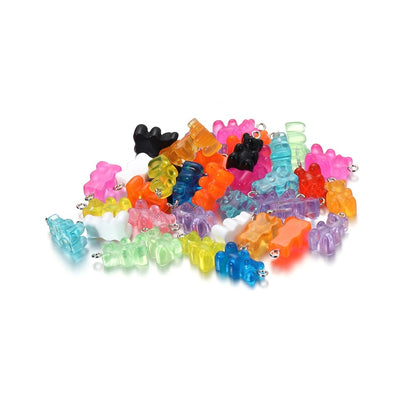 Candy Color Resin Mini Bear Charms, 10pcs