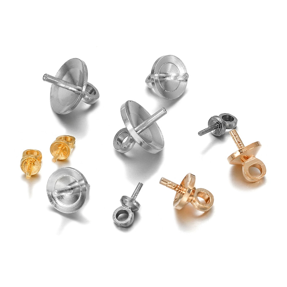 Brass Half Hole Charms Eye Pins Beads End Caps, 50-100pcs