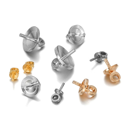 Brass Half Hole Charms Eye Pins Beads End Caps, 50-100pcs