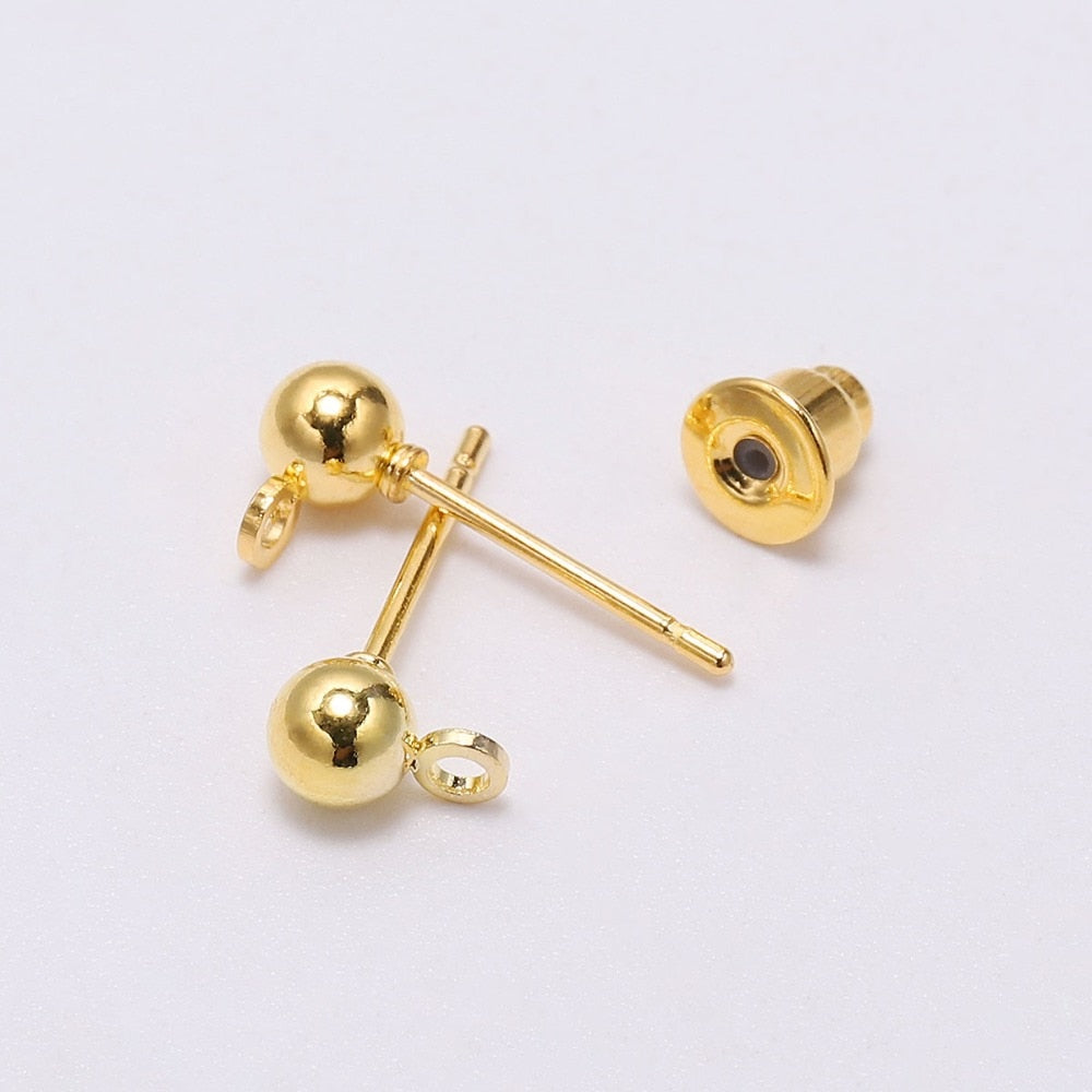Épingles de base pour boucles d'oreilles à tige de 3 à 6 mm, 20 à 50 pièces