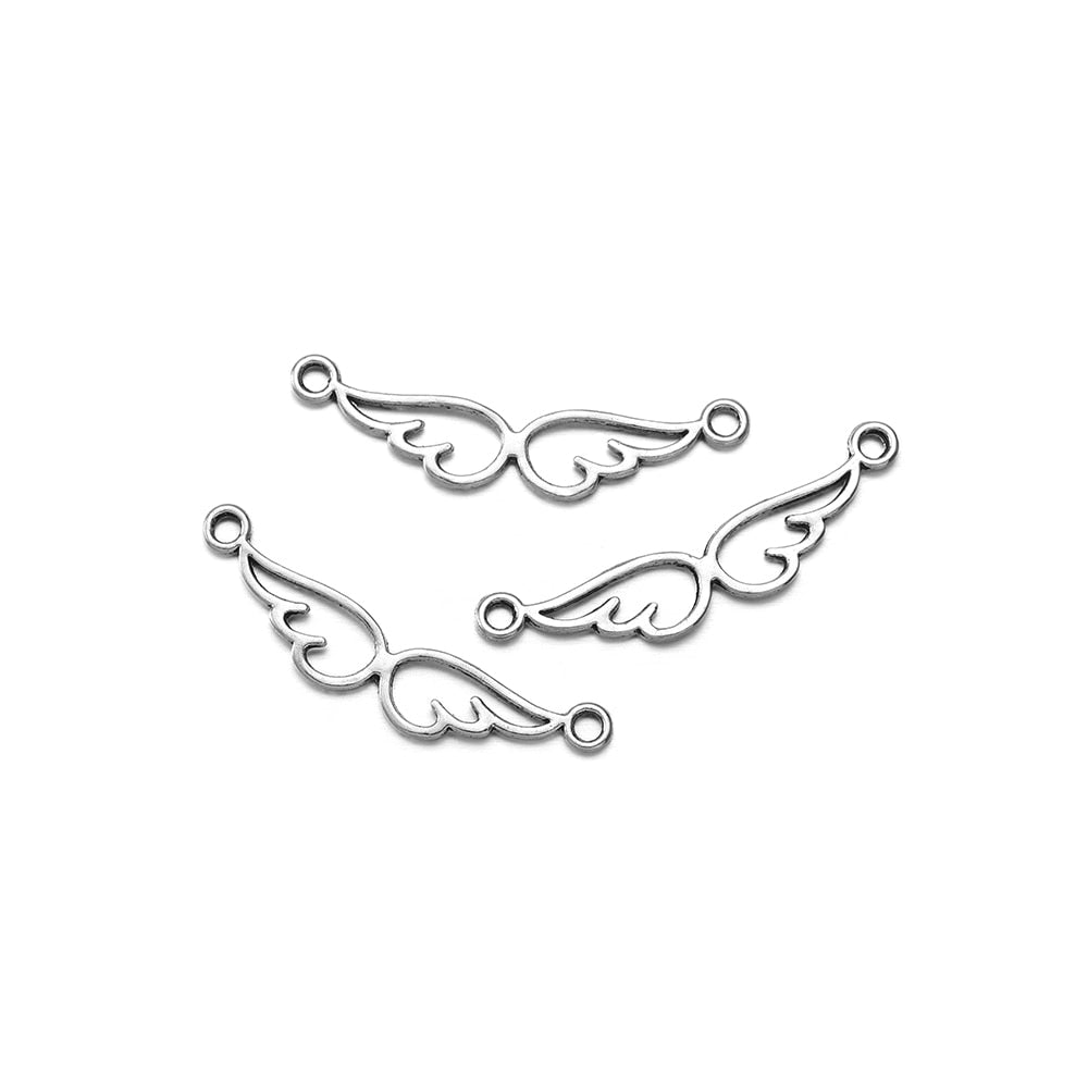 Connecteurs de breloques ailes d'ange antiques, 20 pièces