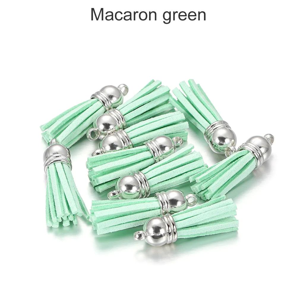 20 pendentifs en cuir vintage avec pompon de 38 mm.