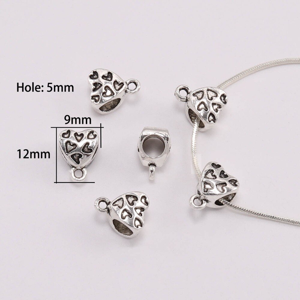 Perles de connecteur de Bail à Clip en argent Antique, 20 pièces/lot