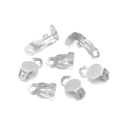 Base de clip d'oreille, boucles d'oreilles serties vierges 10 mm, 50 pcs