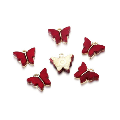 Pendentif papillon en résine colorée, 10 pièces