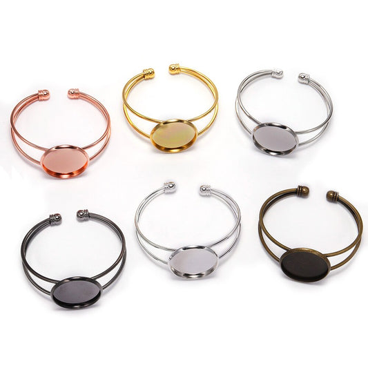 18 20 25 mm Gold-Armreif mit Cabochon-Basis