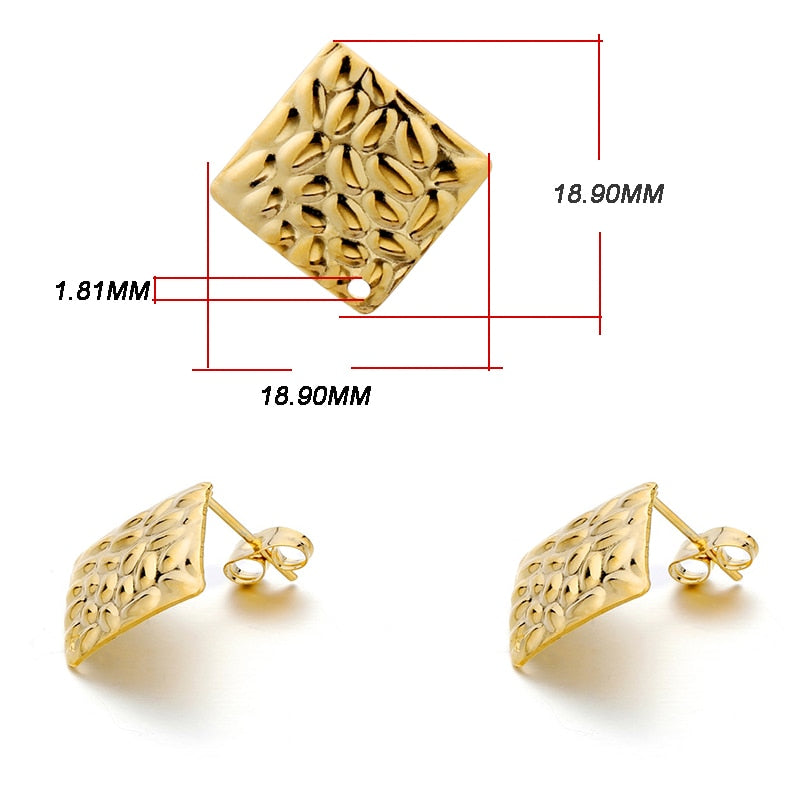 Base de clou de boucle d'oreille géométrique en acier inoxydable, 10 pièces