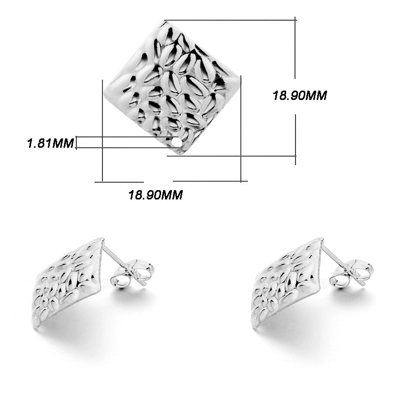 Base de clou de boucle d'oreille géométrique en acier inoxydable, 10 pièces