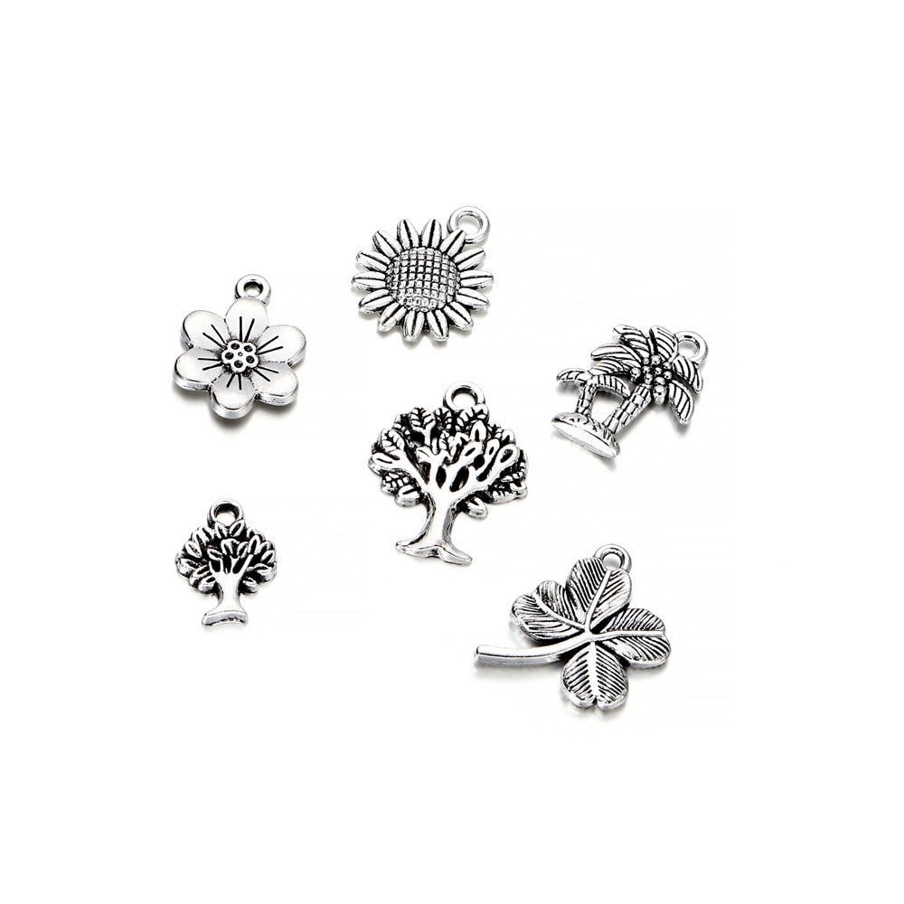 Pendentifs de connecteurs de plantes en métal, 6 pièces