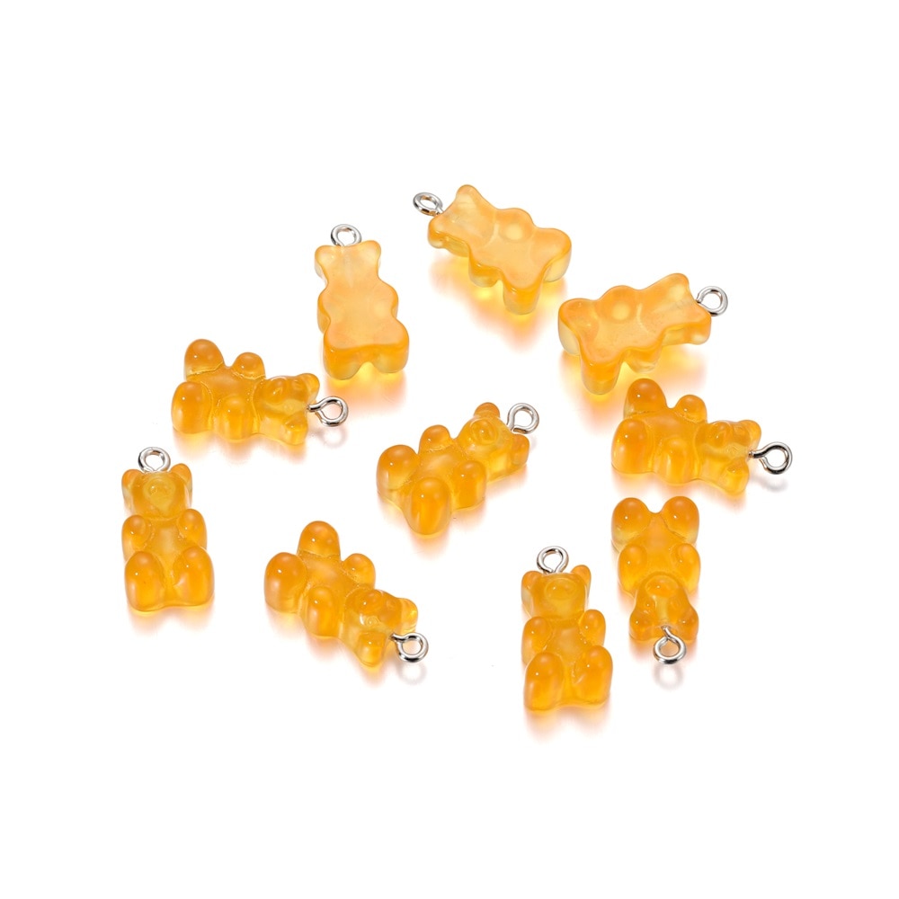 Candy Color Resin Mini Bear Charms, 10pcs