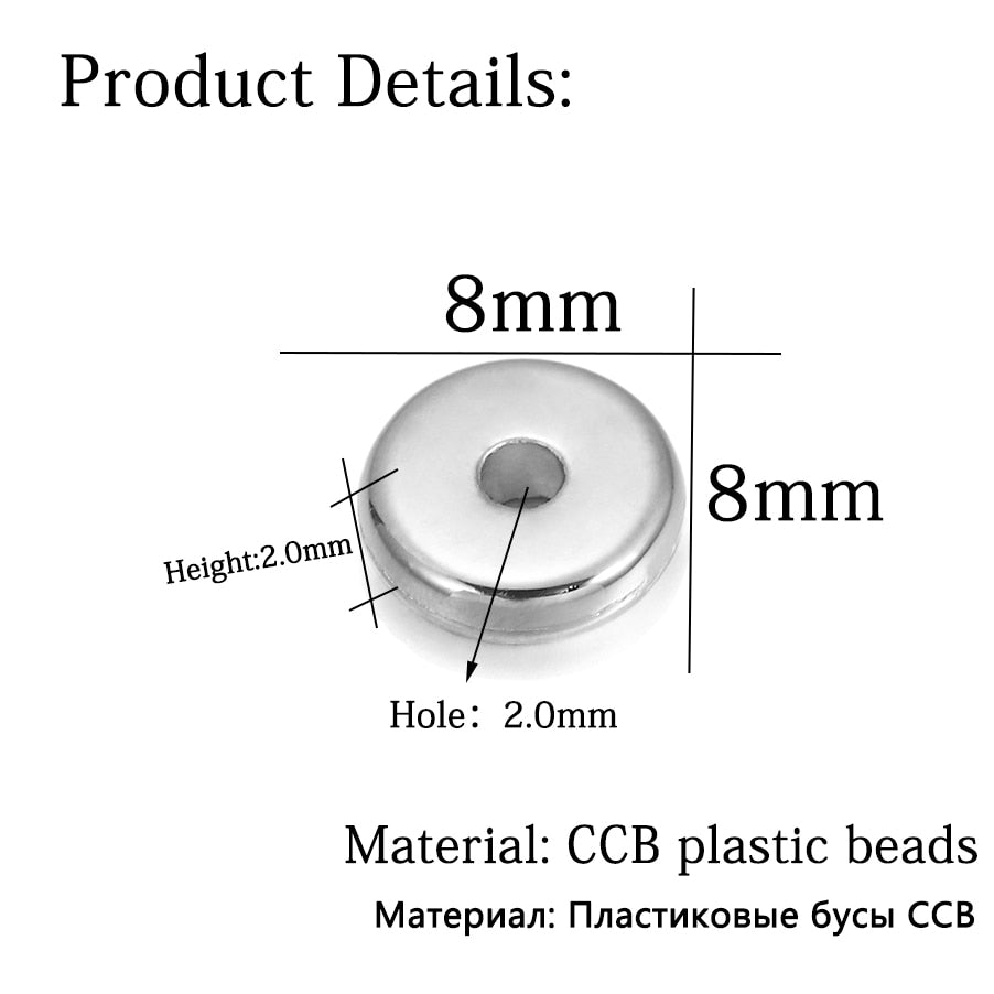 150pcs Flat Round CCB Plastic Beads, 2mm Hole