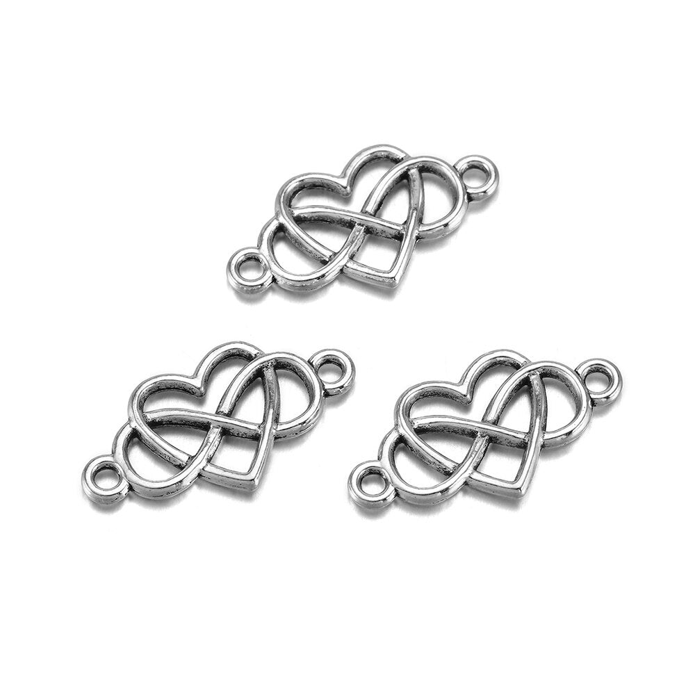 Breloques coeur infini amour pour toujours, 20 pièces