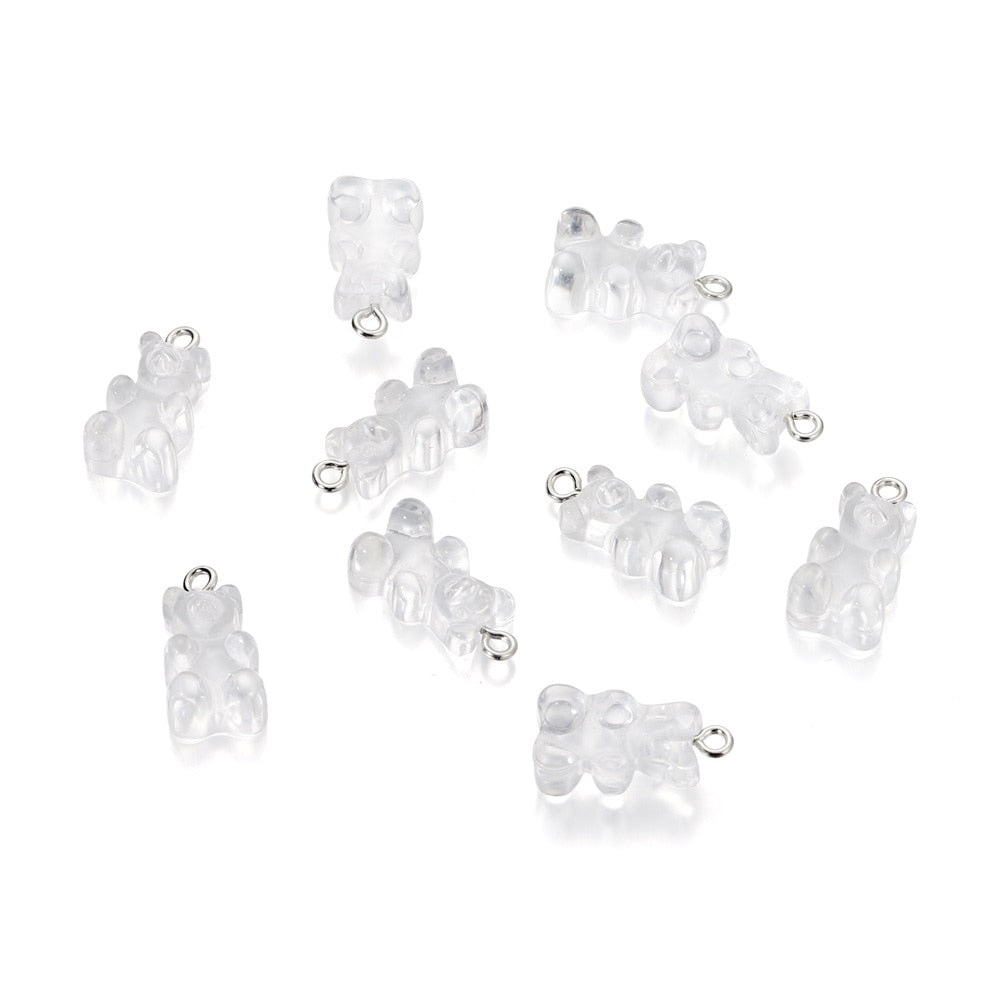 Candy Color Resin Mini Bear Charms, 10pcs