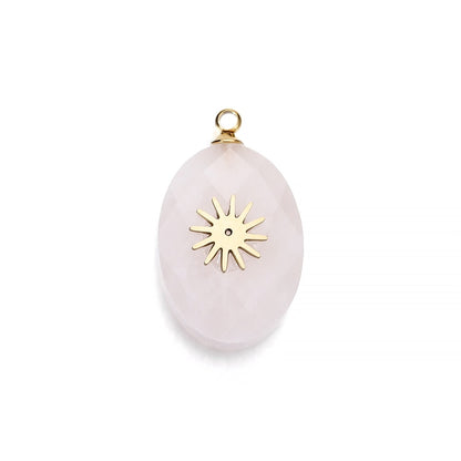 Stainless Steel Natural Stone Pendants, 4pcs