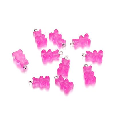 Candy Color Resin Mini Bear Charms, 10pcs