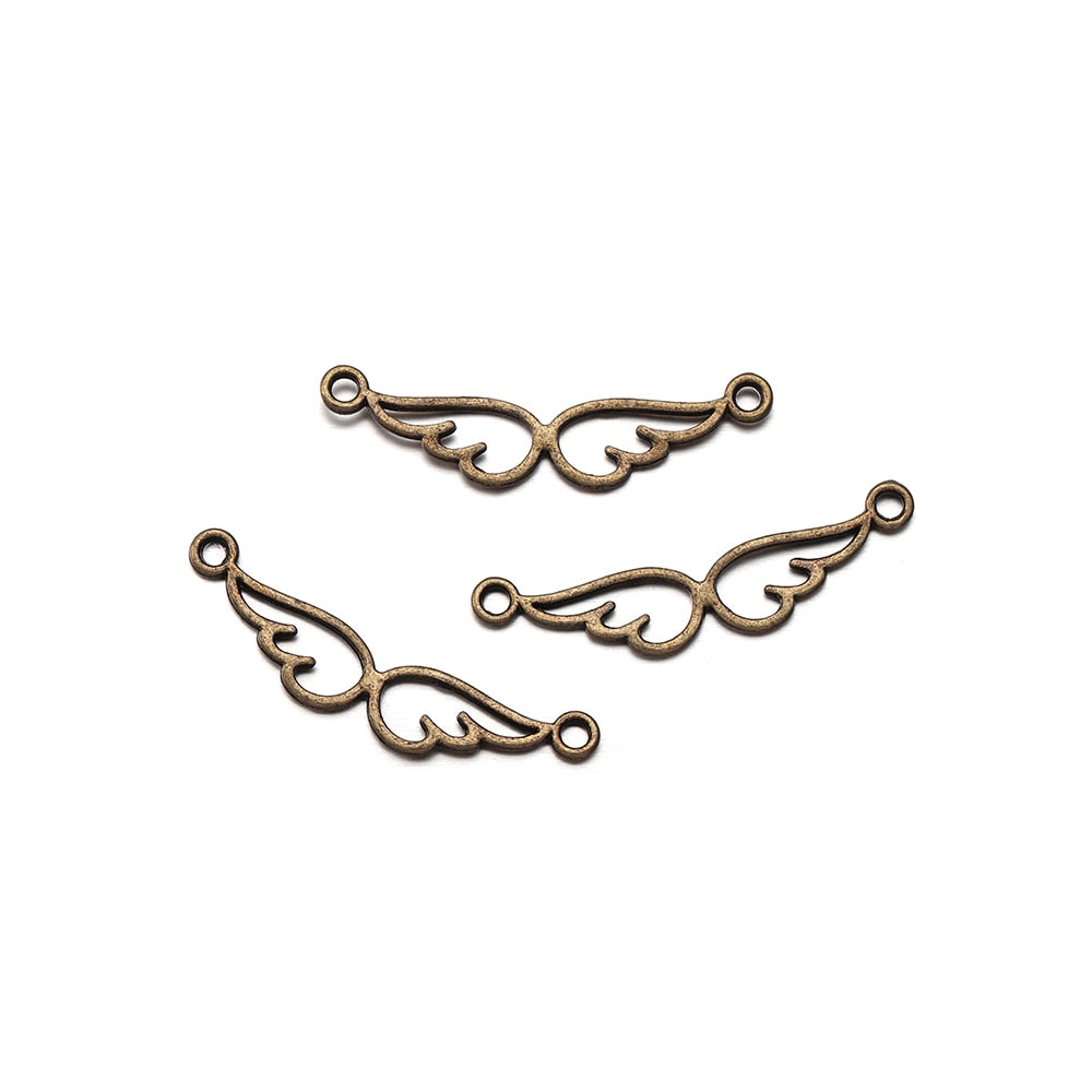 Connecteurs de breloques ailes d'ange antiques, 20 pièces