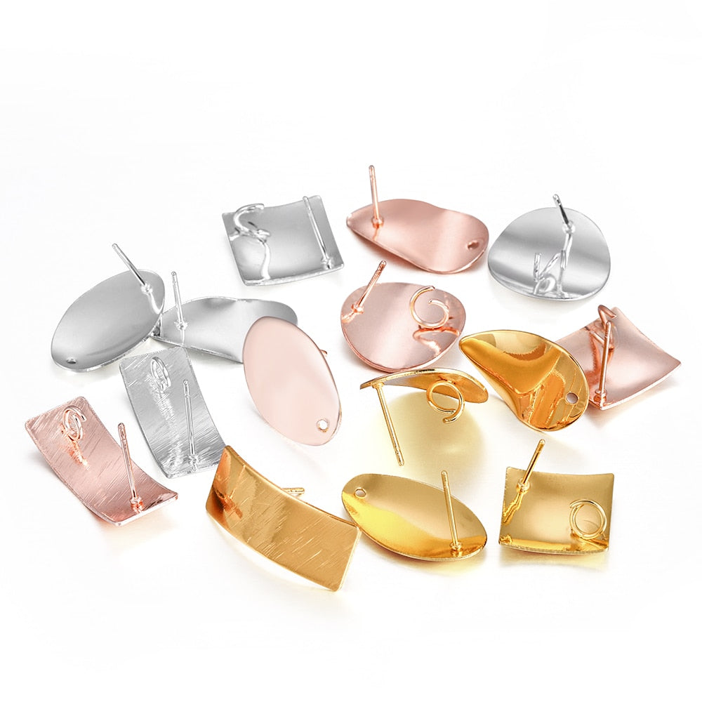 Boucles d'oreilles polygonales géométriques plaquées, 7 styles, 10 paires, Lot