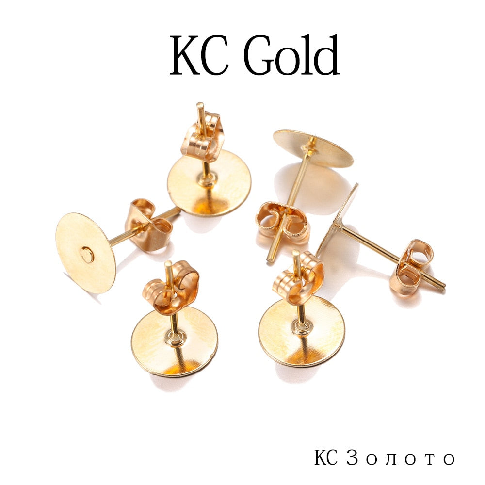 Base de goujons de boucle d'oreille vierge en métal de 4 à 10 mm, 100 pièces