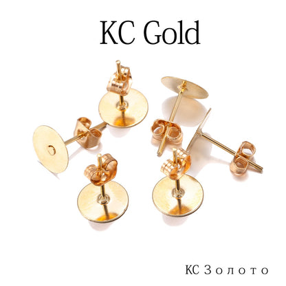 Base de goujons de boucle d'oreille vierge en métal de 4 à 10 mm, 100 pièces