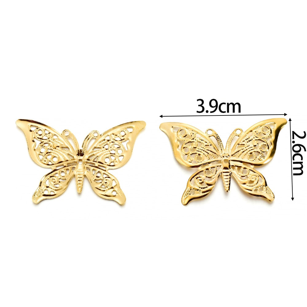 Butterfly Filigree Wraps Pendant, 30Pcs