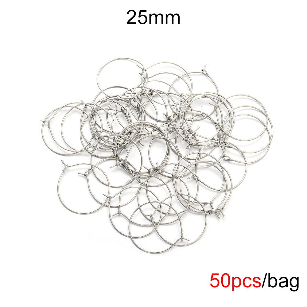 Cerceaux métalliques grand cercle en acier inoxydable, 20 pièces