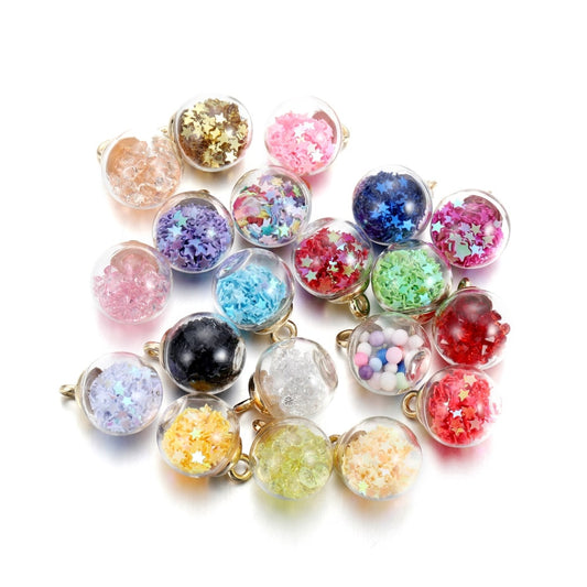 10pcs 16mm Transparent Glass Ball Star Beads