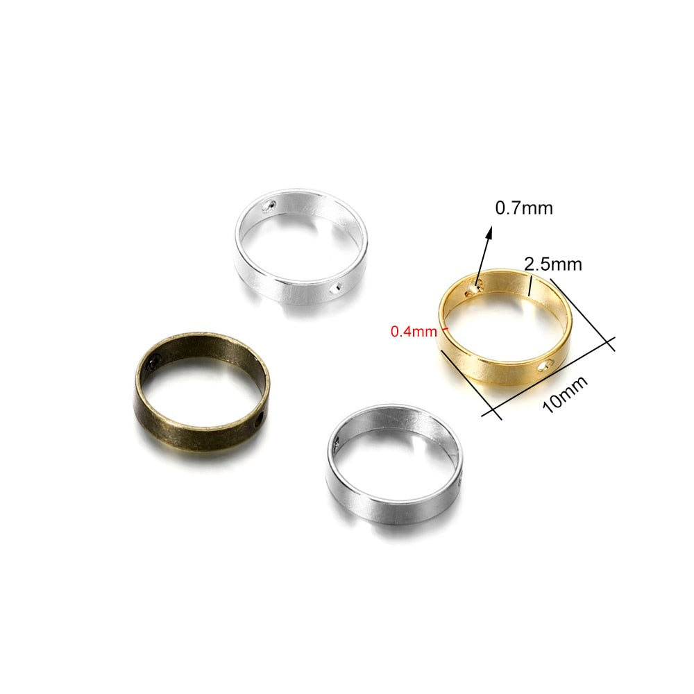 Pendentifs droits géométriques en métal, cadre à Double trou, 6-11mm, 20 pièces