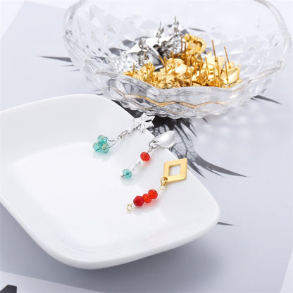 Base de clou de boucle d'oreille géométrique en acier inoxydable, 10 pièces