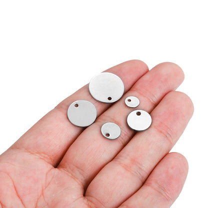 10-50pcs 6-30mm Stainless Steel Round One Hole Charms Pendants