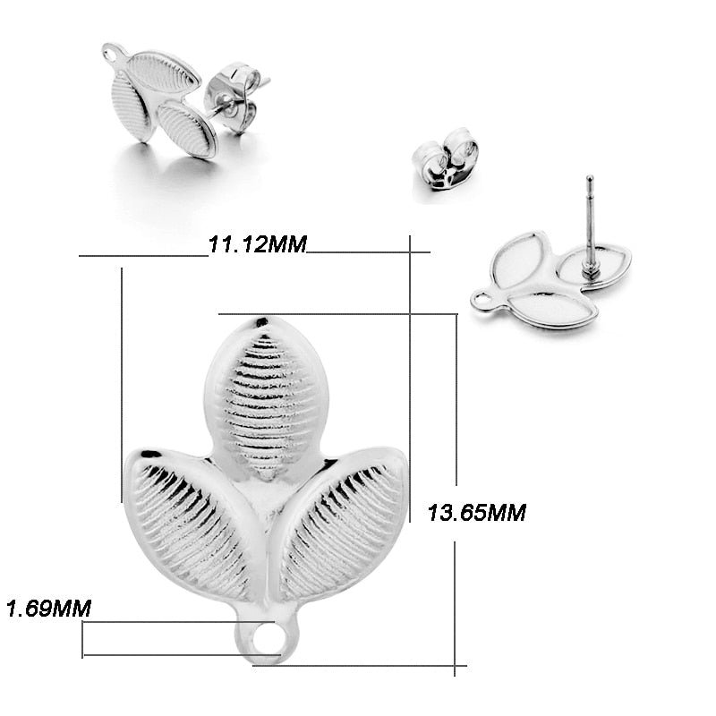 Base de clou de boucle d'oreille géométrique en acier inoxydable, 10 pièces