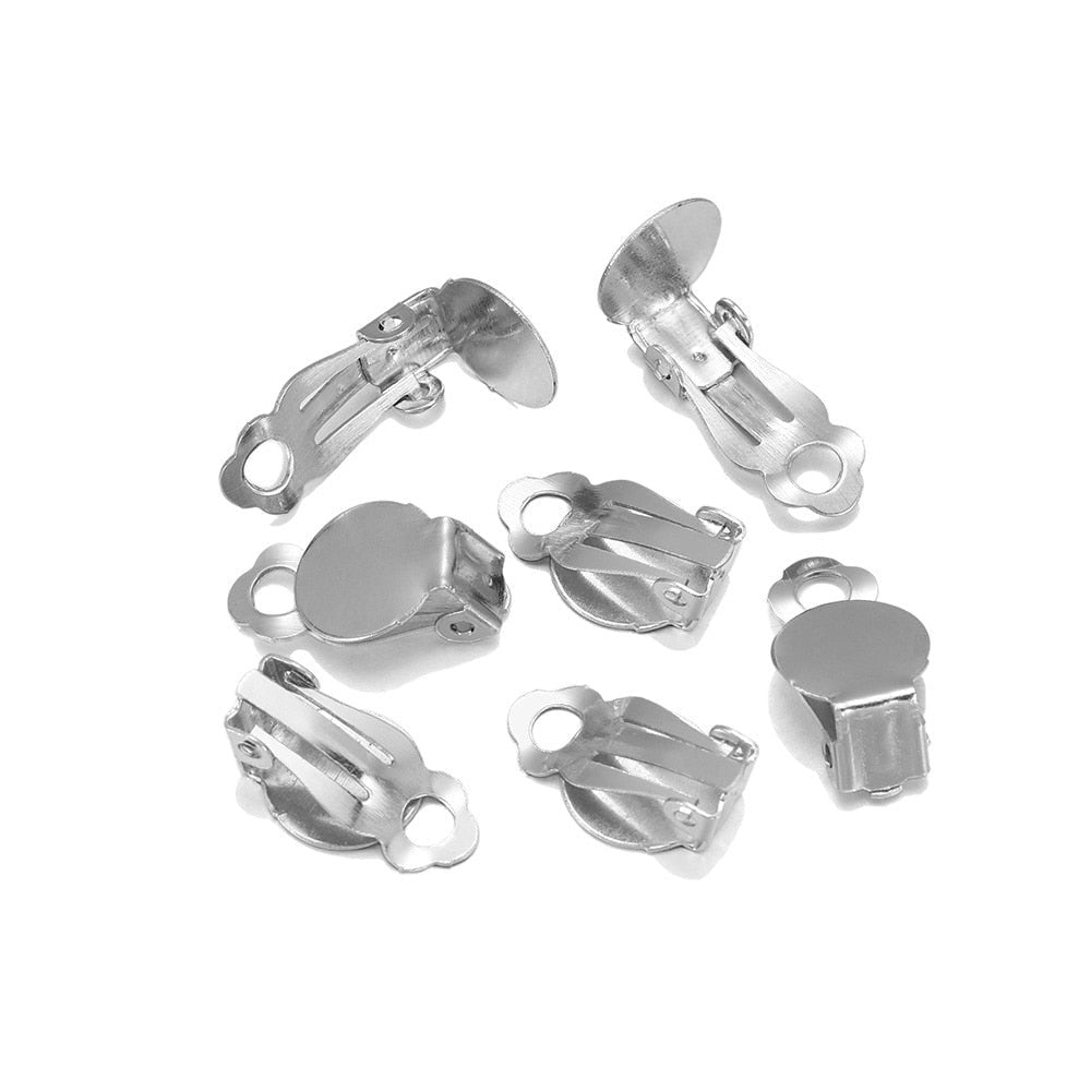 Base de clip d'oreille, boucles d'oreilles serties vierges 10 mm, 50 pcs