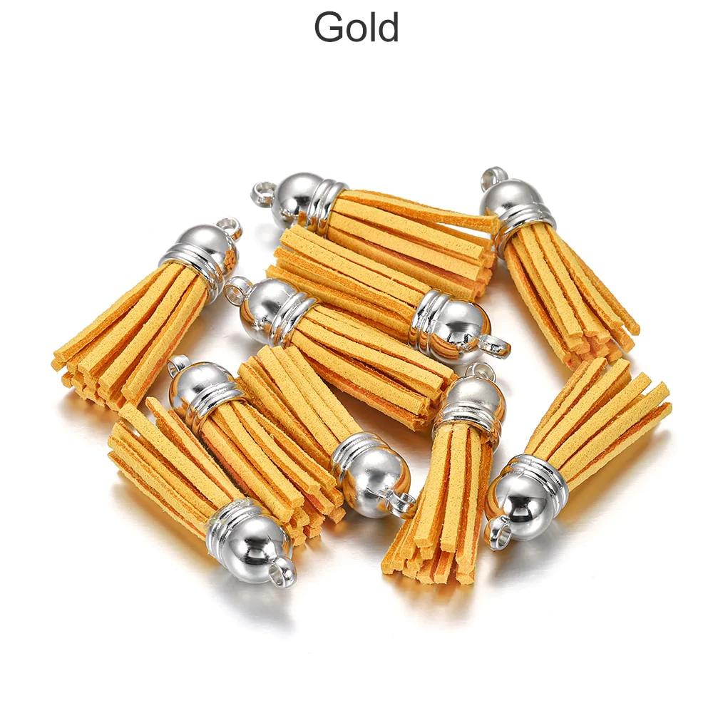 20 pendentifs en cuir vintage avec pompon de 38 mm.